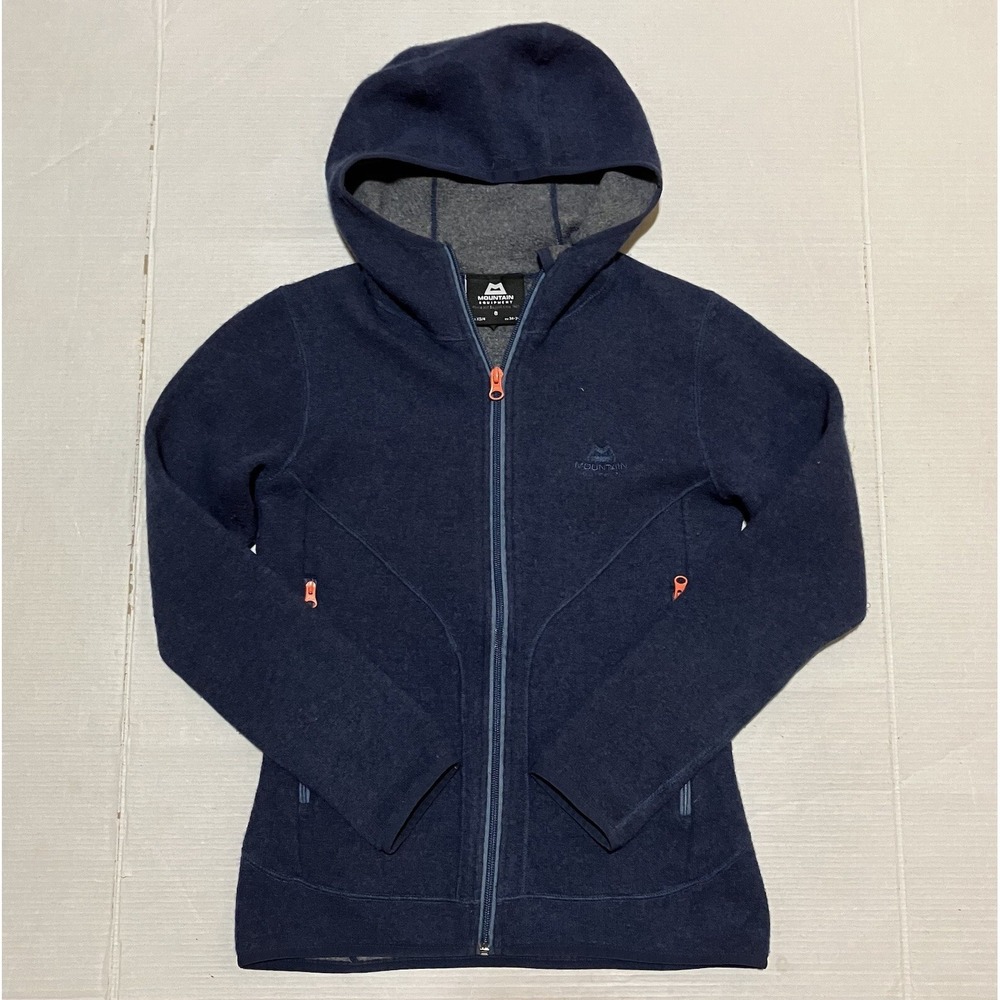 MOUNTAIN EQUIPMENT Jacket Womens XS Navy Wool Blend Full Zip Hooded Chamonix
